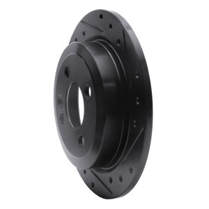 Mini Cooper Brake Rotor (1) - Rear Right - R1 Concepts - Drilled & Slotted - Black - `02-`15